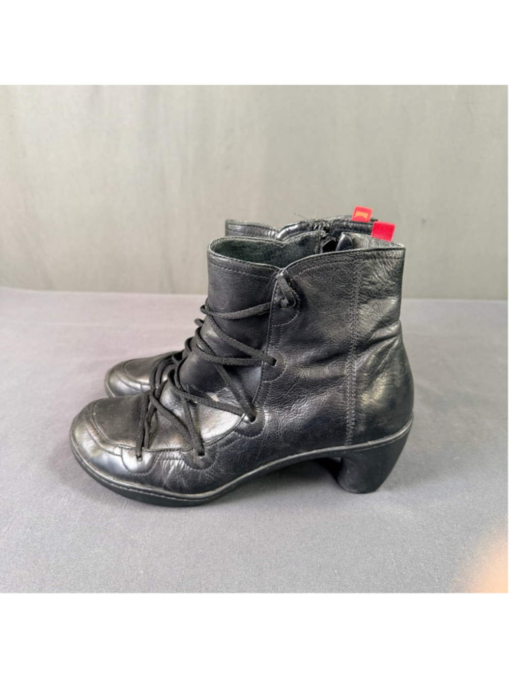 Camper Ankle Boots Women 9.5 Wrap Lace Side Zip Dark Academia Whimsigoth Black - Picture 2 of 13